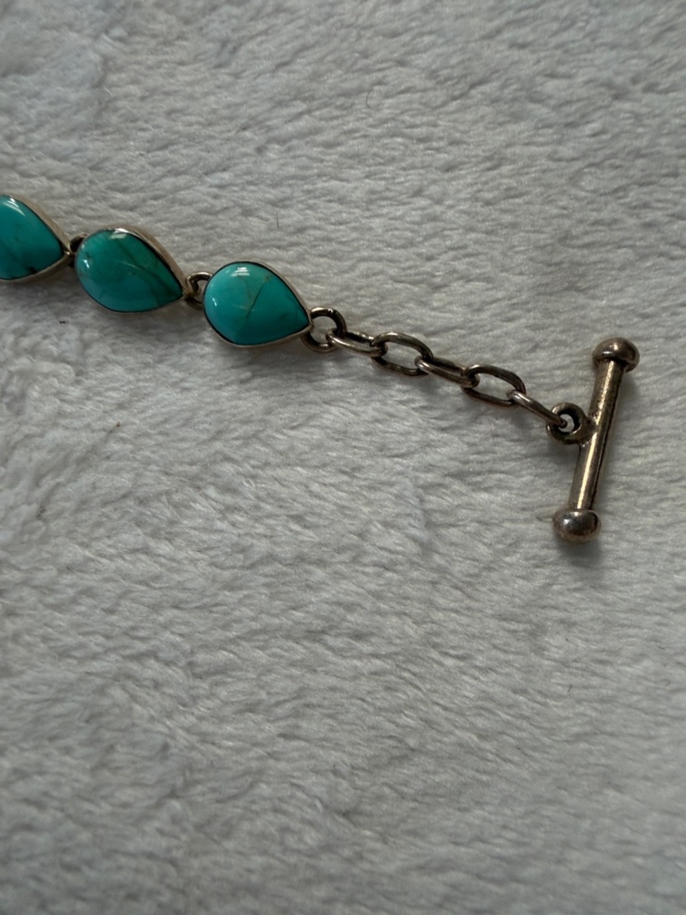 925 stamped Turquoise Teardrop Link Bracelet - Women Jewelry - Picture 3 of 6